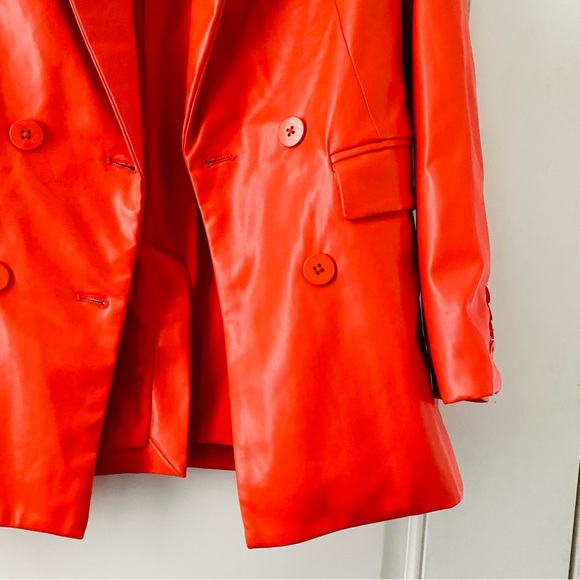 House of Harlow orange faux leather blazer jacket oversized NWT XS and small - Picture 4 of 10